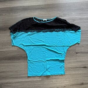 Michael Stars Black and Blue Lace Blouse